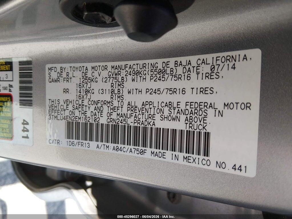 3TMLU4EN2EM162102 2014 TOYOTA TACOMA photo no. 9