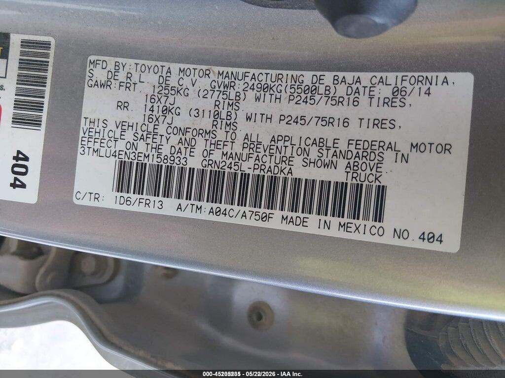 3TMLU4EN3EM158933 2014 TOYOTA TACOMA photo no. 9