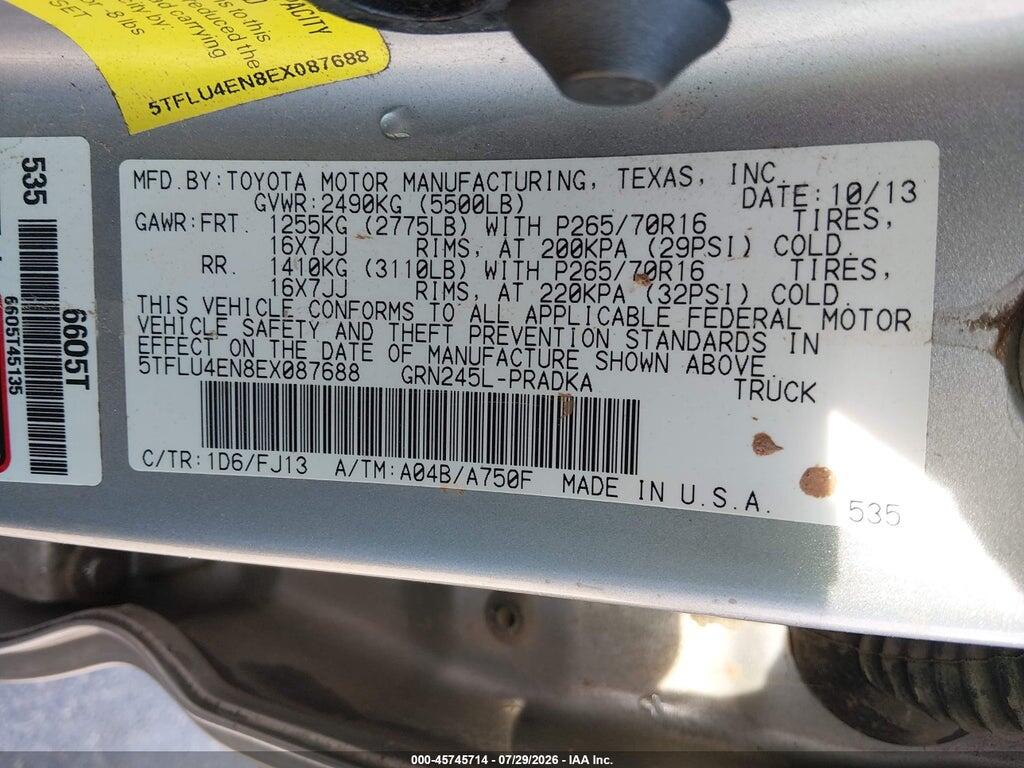 5TFLU4EN8EX087688 2014 TOYOTA TACOMA photo no. 9