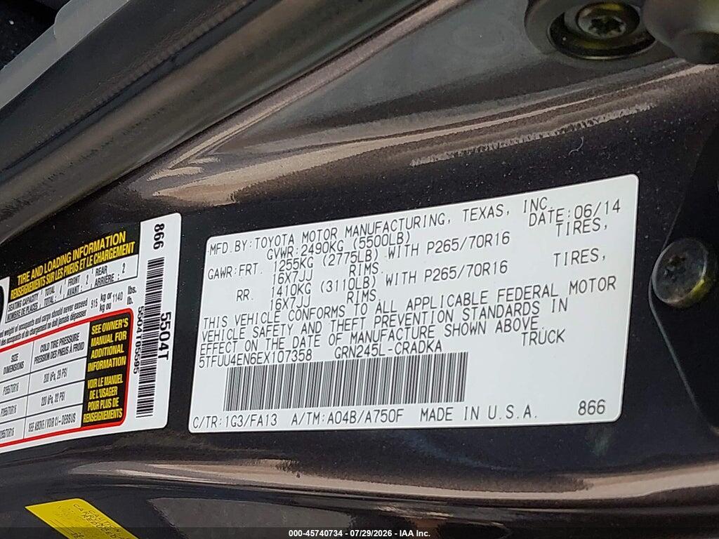 5TFUU4EN6EX107358 2014 TOYOTA TACOMA photo no. 9