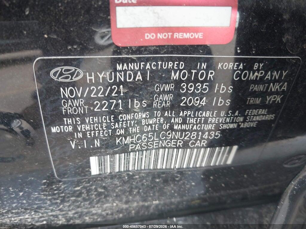 KMHC65LC9NU281435 2022 HYUNDAI IONIQ HYBRID photo no. 9