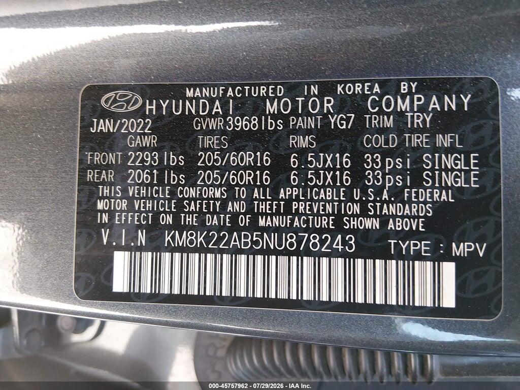 KM8K22AB5NU878243 2022 HYUNDAI KONA photo no. 9