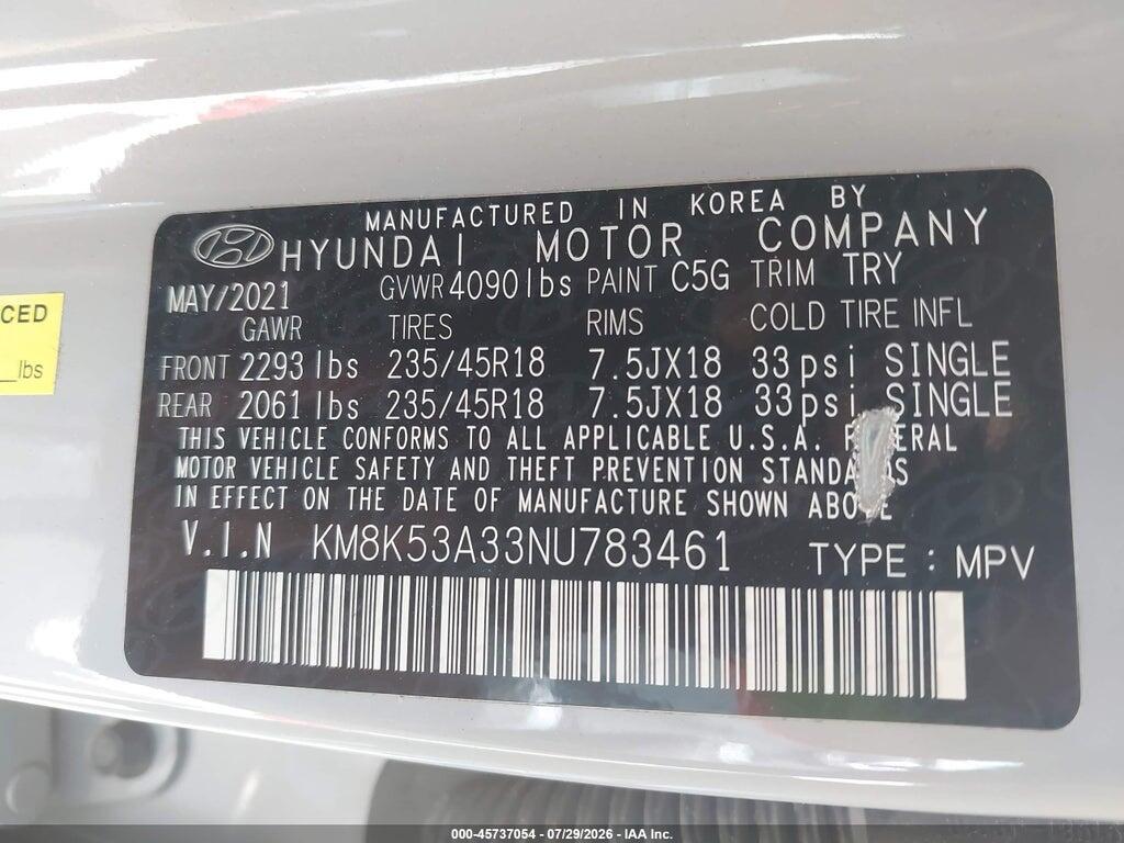 KM8K53A33NU783461 2022 HYUNDAI KONA photo no. 9