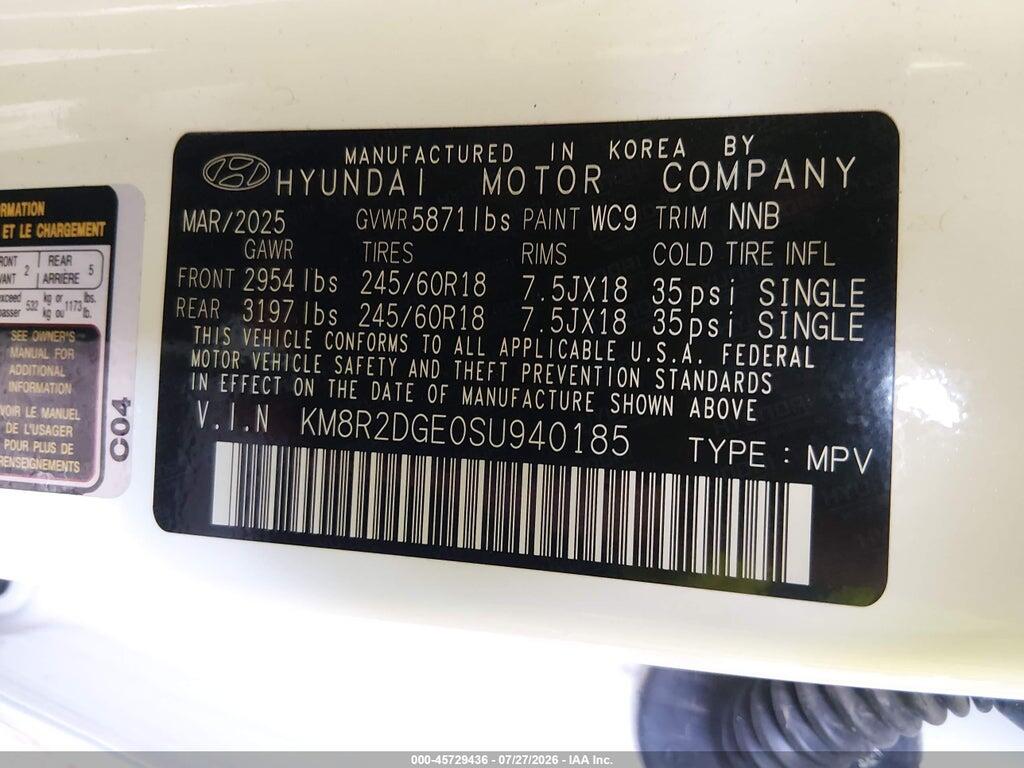 KM8R2DGE0SU940185 2025 HYUNDAI PALISADE photo no. 9