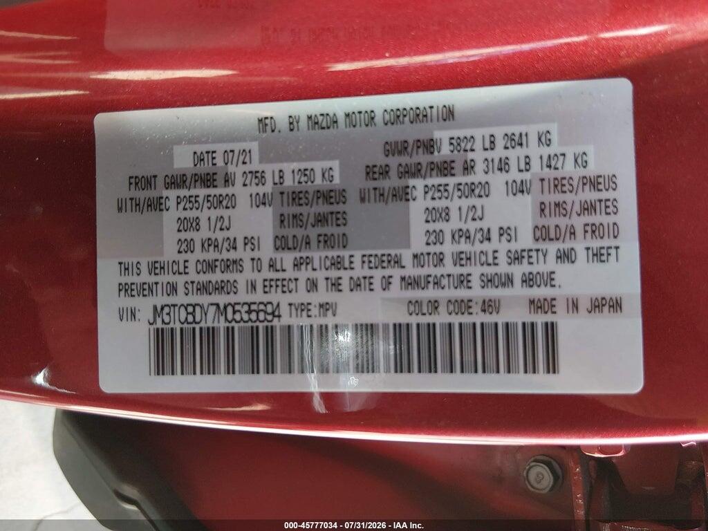 JM3TCBDY7M0535694 2021 MAZDA CX-9 photo no. 9