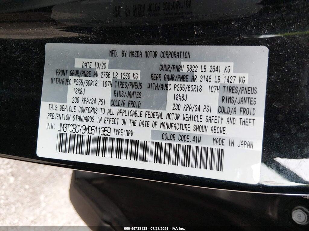 JM3TCBCY3M0511359 2021 MAZDA CX-9 photo no. 9