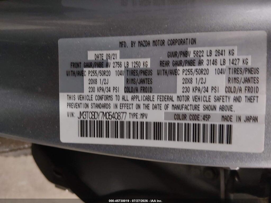 JM3TCBDY7M0540877 2021 MAZDA CX-9 photo no. 9