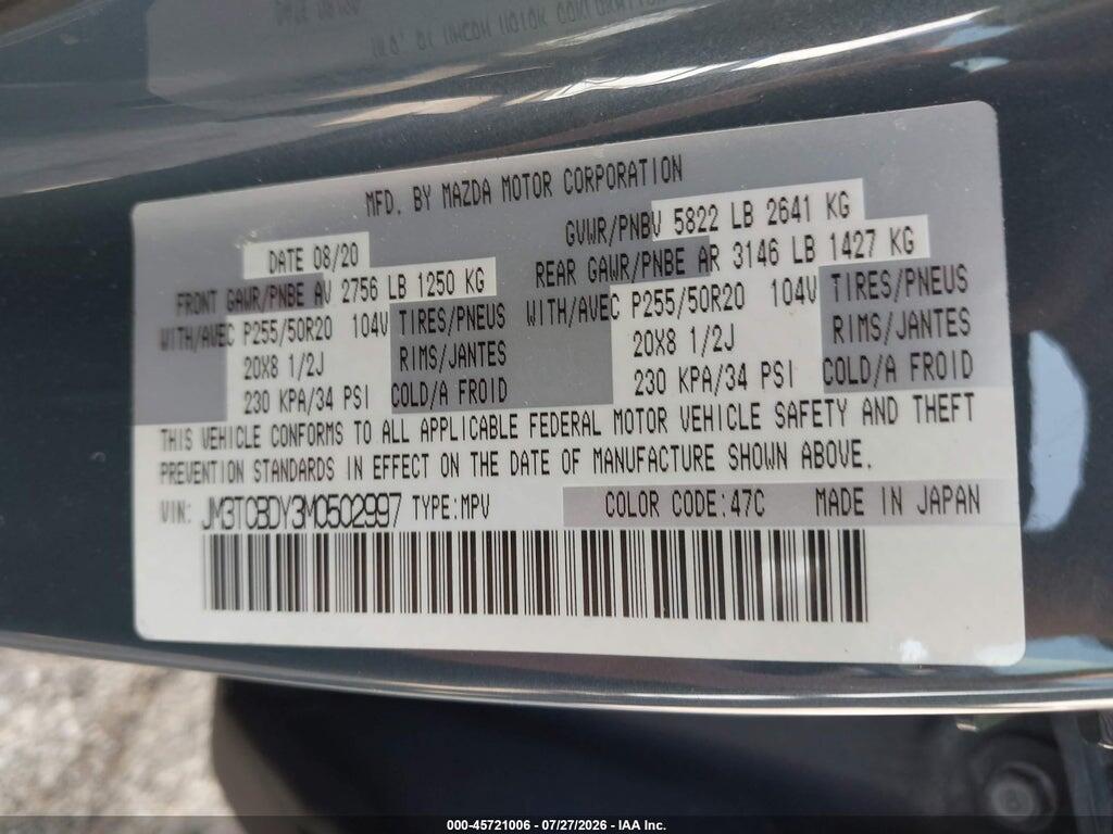 JM3TCBDY3M0502997 2021 MAZDA CX-9 photo no. 9