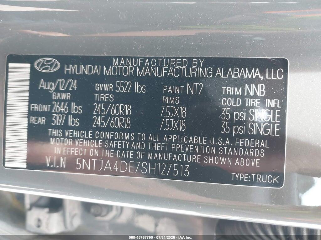5NTJA4DE7SH127513 2025 HYUNDAI SANTA CRUZ photo no. 9