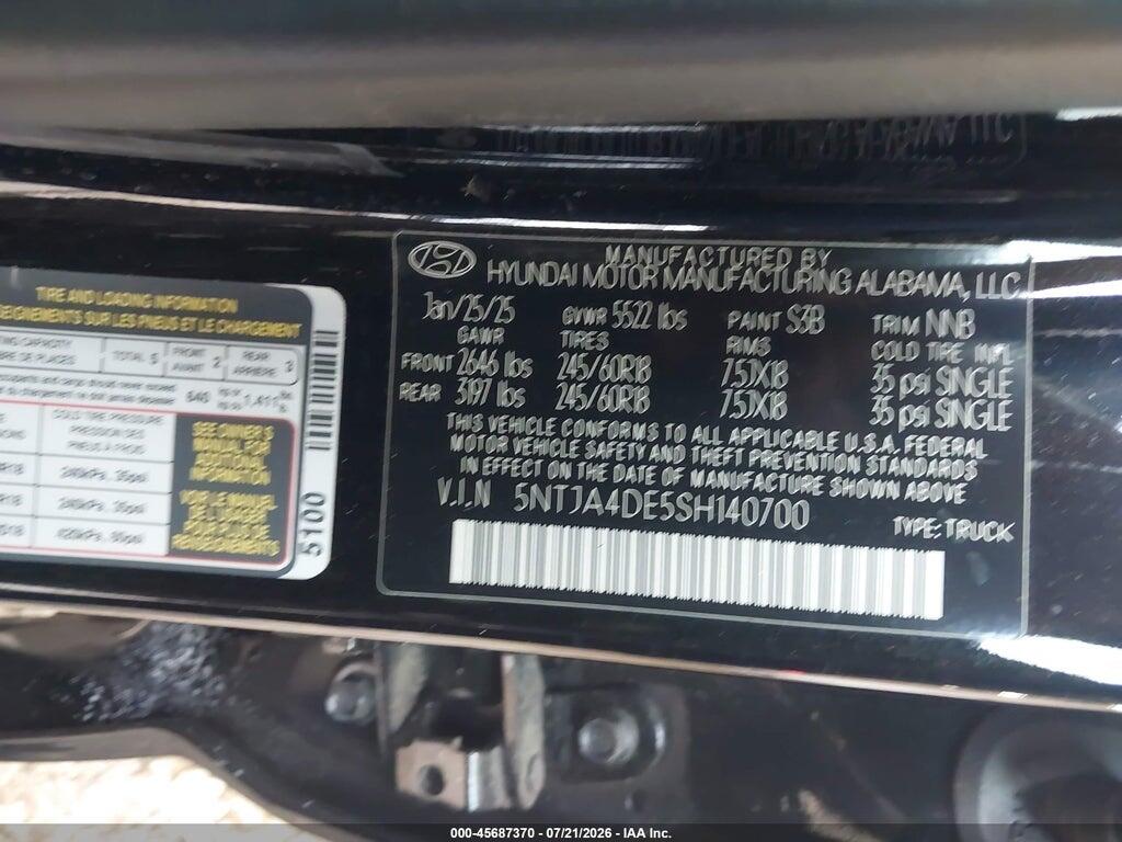 5NTJA4DE5SH140700 2025 HYUNDAI SANTA CRUZ photo no. 9