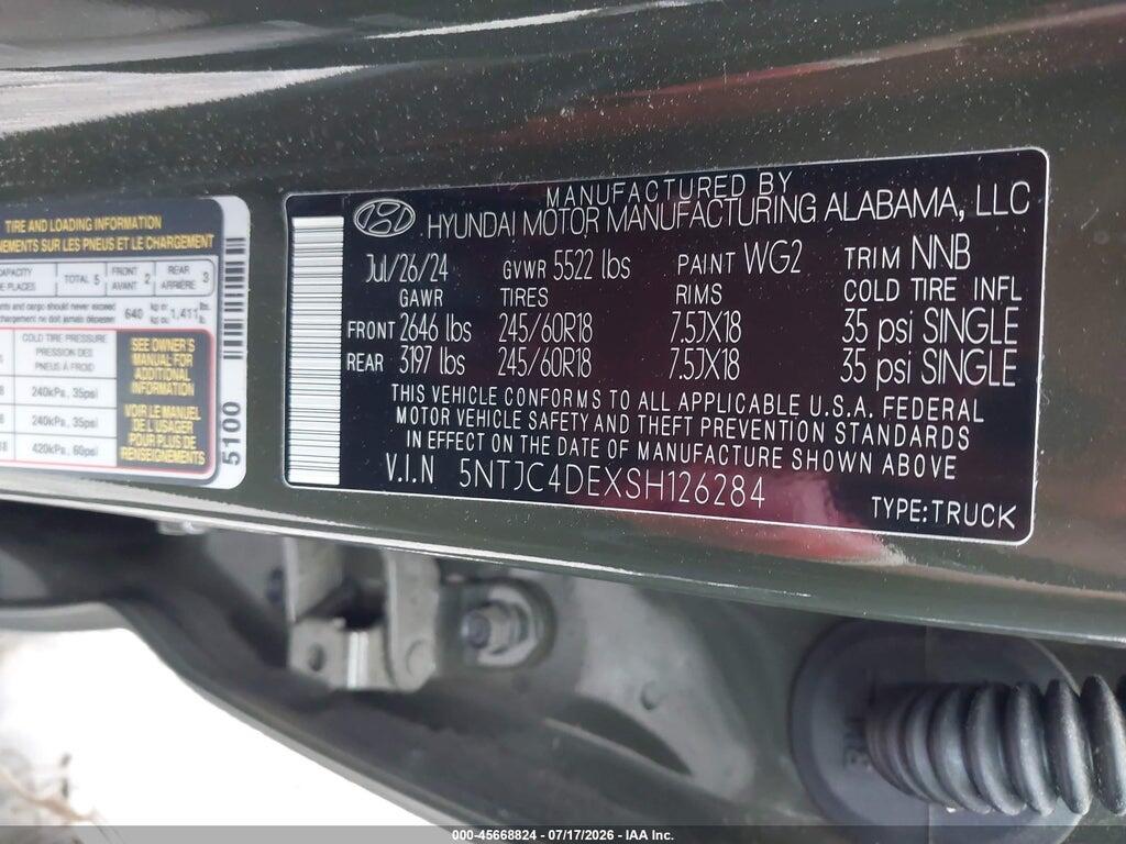 5NTJC4DEXSH126284 2025 HYUNDAI SANTA CRUZ photo no. 9
