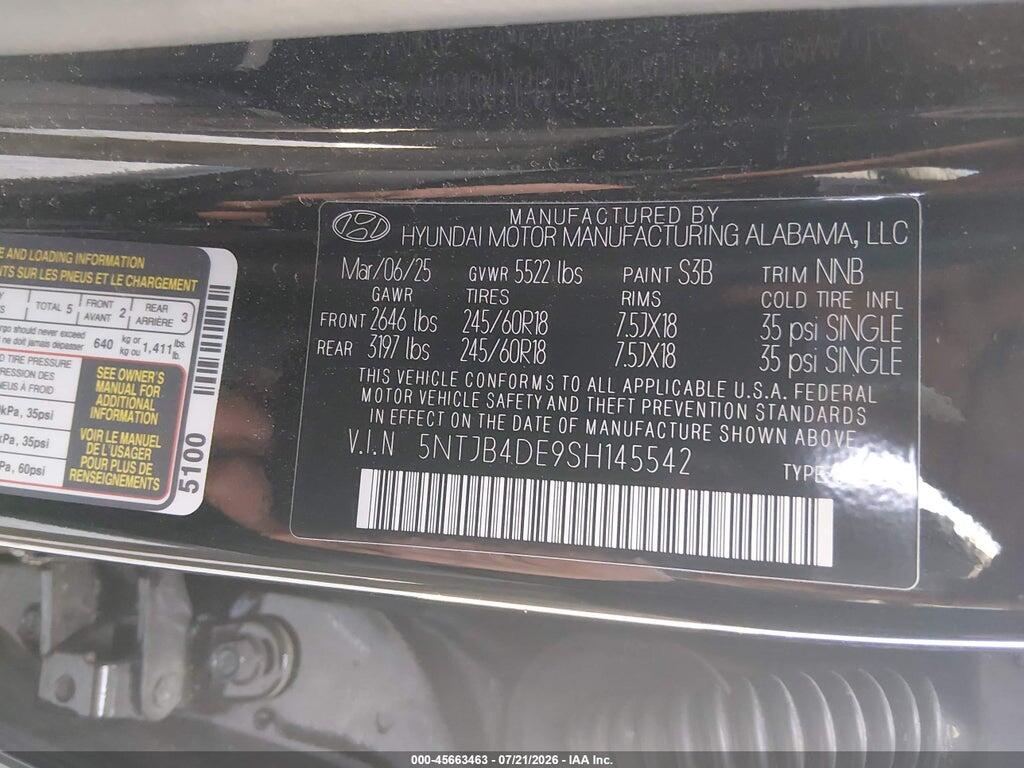 5NTJB4DE9SH145542 2025 HYUNDAI SANTA CRUZ photo no. 9