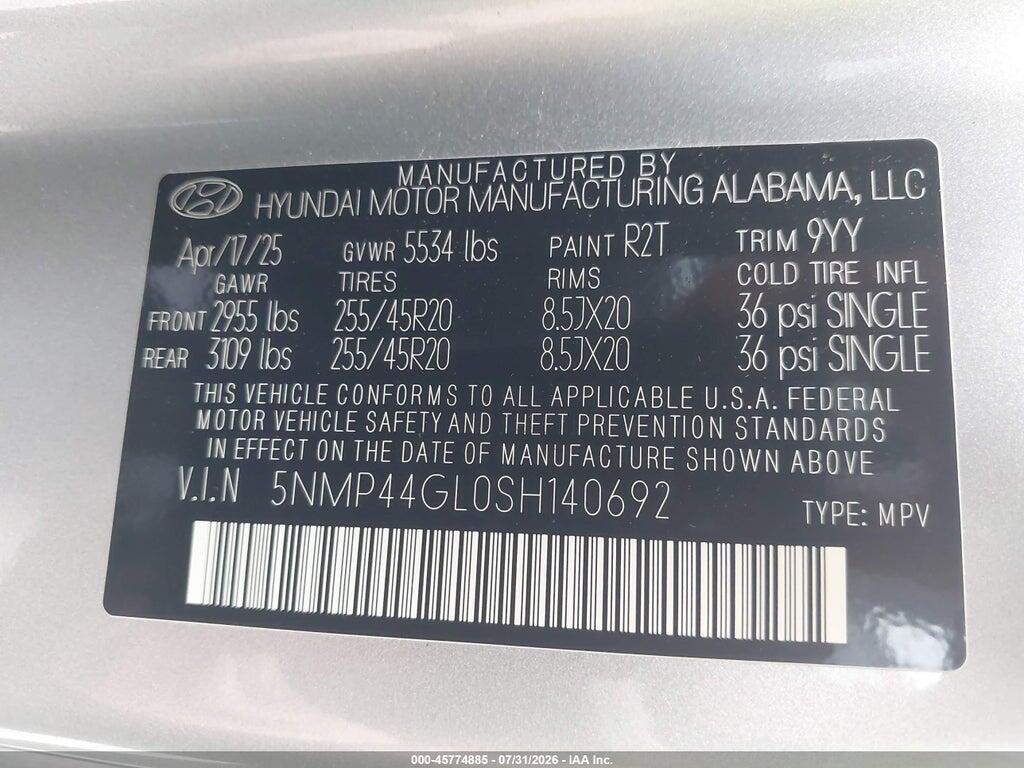 5NMP44GL0SH140692 2025 HYUNDAI SANTA FE photo no. 9