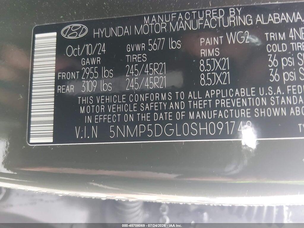 5NMP5DGL0SH091748 2025 HYUNDAI SANTA FE photo no. 9