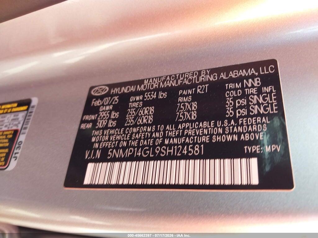 5NMP14GL9SH124581 2025 HYUNDAI SANTA FE photo no. 9