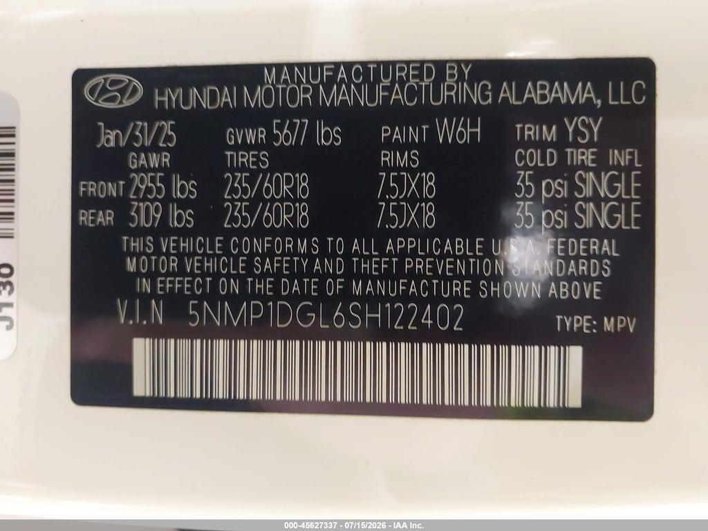 5NMP1DGL6SH122402 2025 HYUNDAI SANTA FE photo no. 9