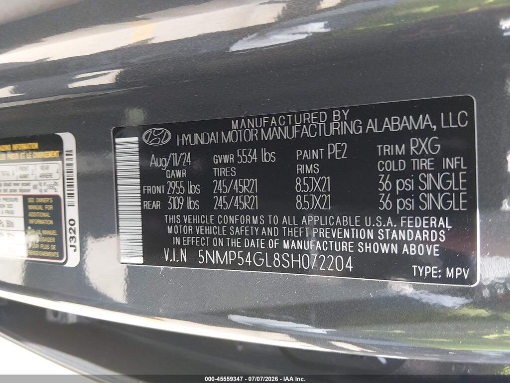 5NMP54GL8SH072204 2025 HYUNDAI SANTA FE photo no. 9
