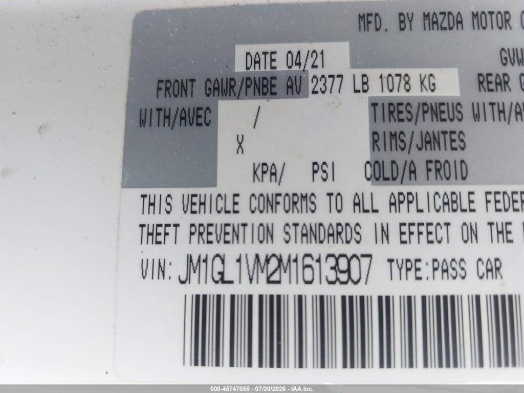 JM1GL1VM2M1613907 2021 MAZDA MAZDA6 photo no. 9