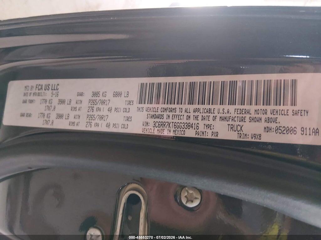 3C6RR7KT6GG338416 2016 RAM 1500 photo no. 9