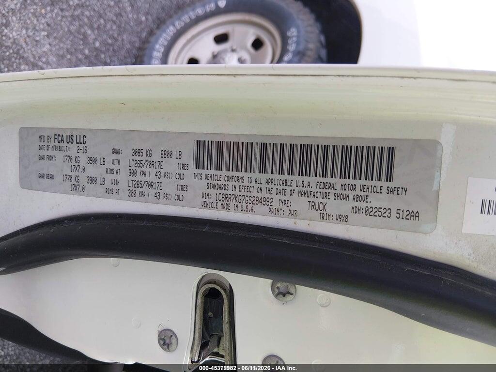 1C6RR7KG7GS284992 2016 RAM 1500 photo no. 9