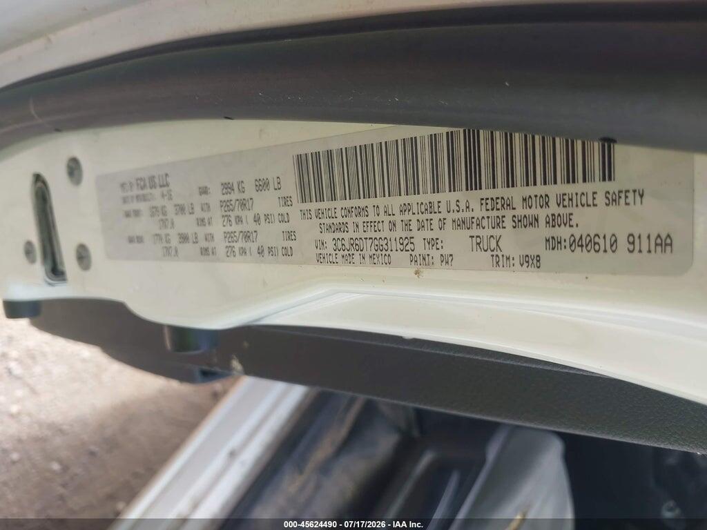3C6JR6DT7GG311925 2016 RAM 1500 photo no. 9