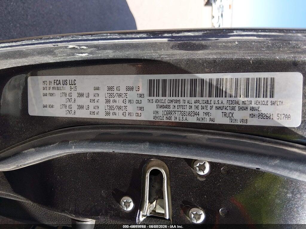 1C6RR7FT7GS102344 2016 RAM 1500 photo no. 9