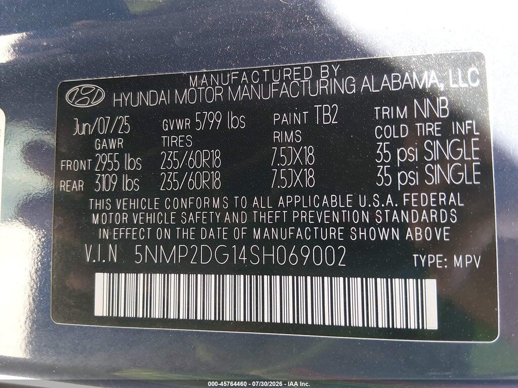 5NMP2DG14SH069002 2025 HYUNDAI SANTA FE HYBRID photo no. 9