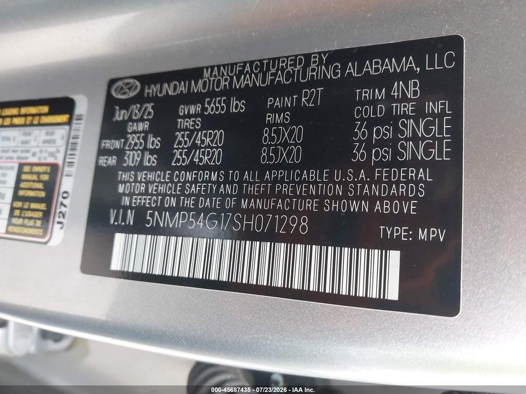 5NMP54G17SH071298 2025 HYUNDAI SANTA FE HYBRID photo no. 9