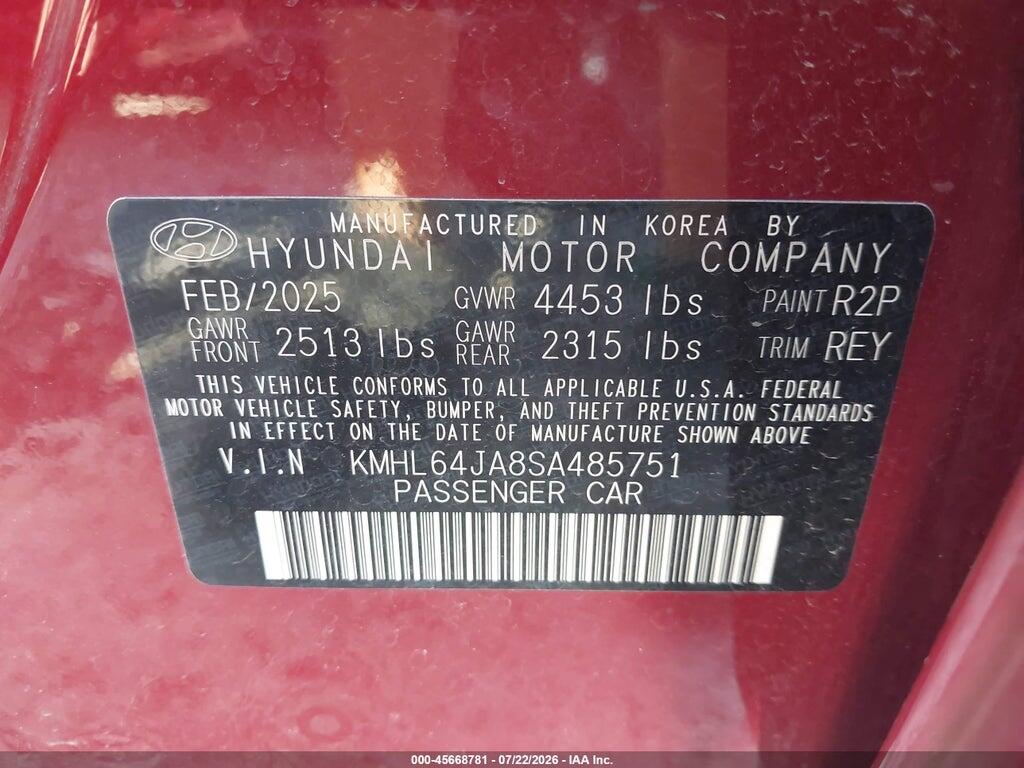 KMHL64JA8SA485751 2025 HYUNDAI SONATA photo no. 9