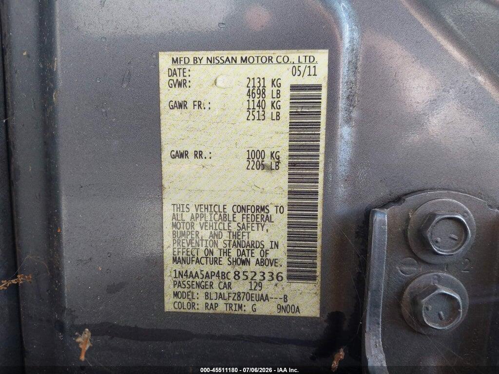 1N4AA5AP4BC852336 2011 NISSAN MAXIMA photo no. 9