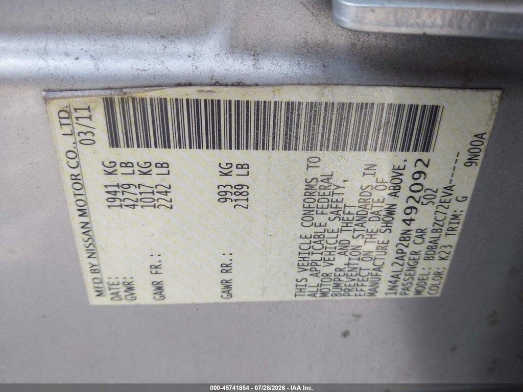 1N4AL2AP2BN492092 2011 NISSAN ALTIMA photo no. 9
