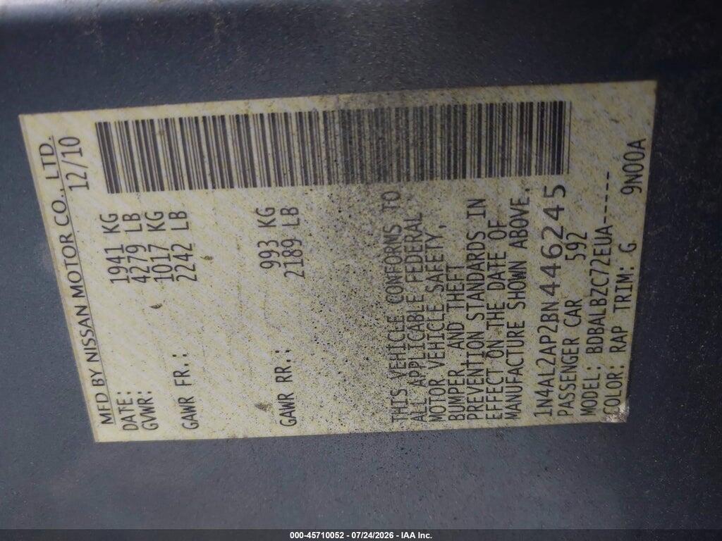 1N4AL2AP2BN446245 2011 NISSAN ALTIMA photo no. 9