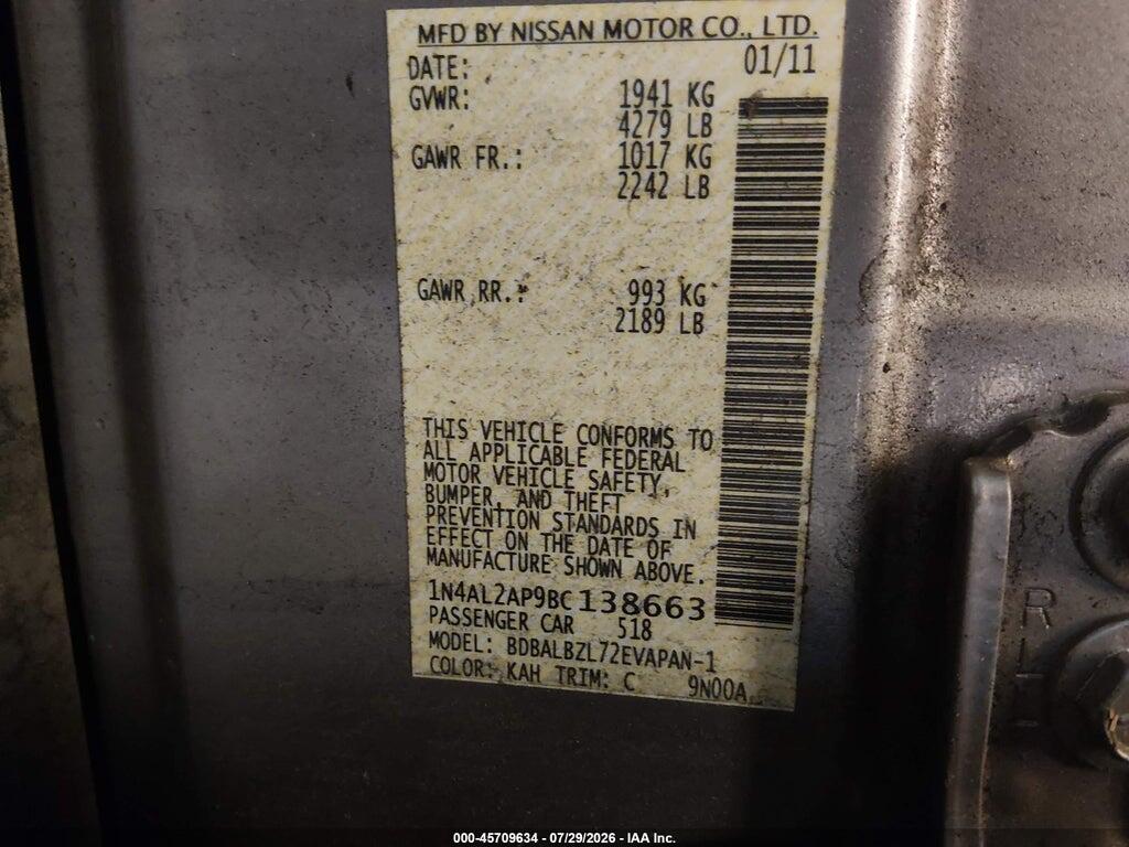 1N4AL2AP9BC138663 2011 NISSAN ALTIMA photo no. 9