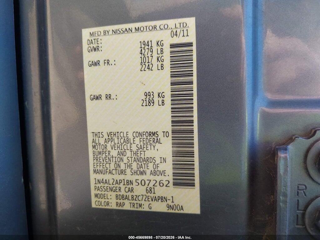 1N4AL2AP1BN507262 2011 NISSAN ALTIMA photo no. 9