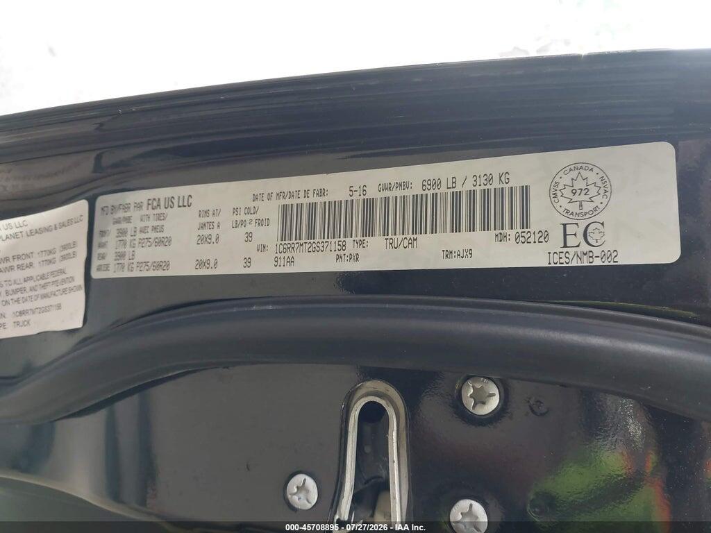 1C6RR7MT2GS371158 2016 RAM 1500 photo no. 9