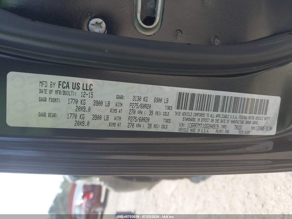 1C6RR7MT1GS204919 2016 RAM 1500 photo no. 9