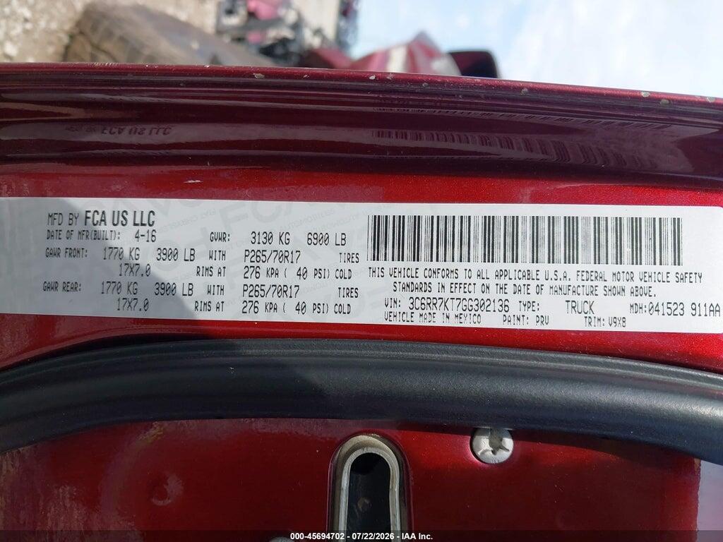 3C6RR7KT7GG302136 2016 RAM 1500 photo no. 9