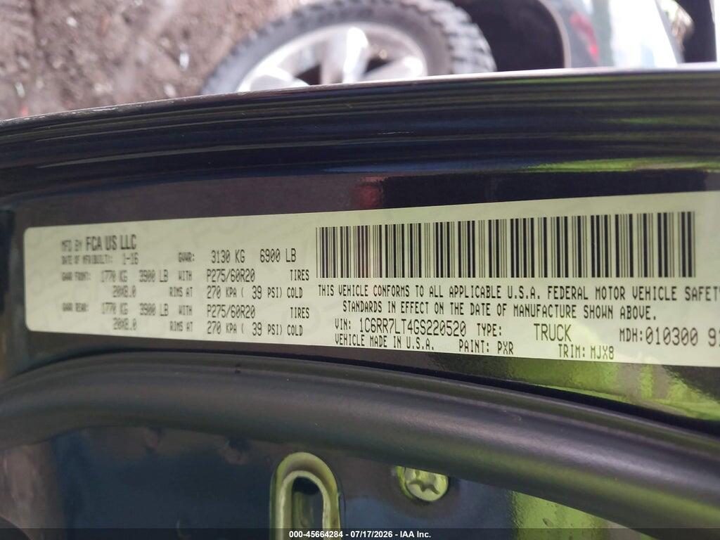 1C6RR7LT4GS220520 2016 RAM 1500 photo no. 9