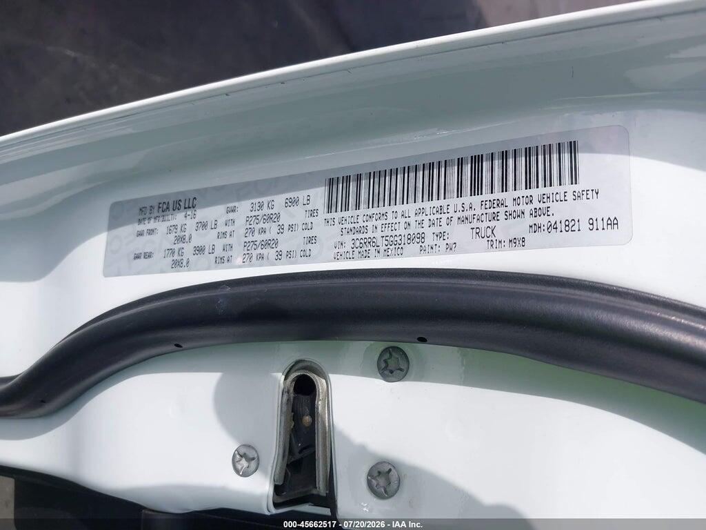 3C6RR6LT5GG318098 2016 RAM 1500 photo no. 9