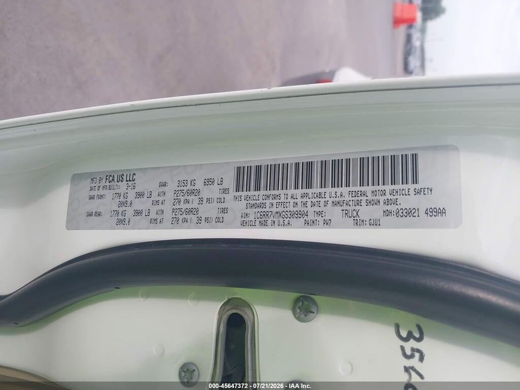 1C6RR7VMXGS309904 2016 RAM 1500 photo no. 9