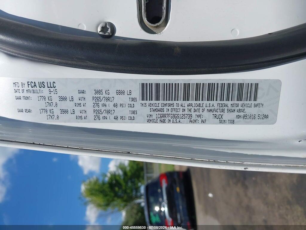 1C6RR7FG9GS125739 2016 RAM 1500 photo no. 9