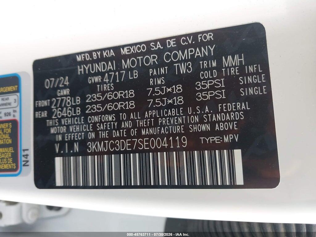 3KMJC3DE7SE004119 2025 HYUNDAI TUCSON photo no. 9