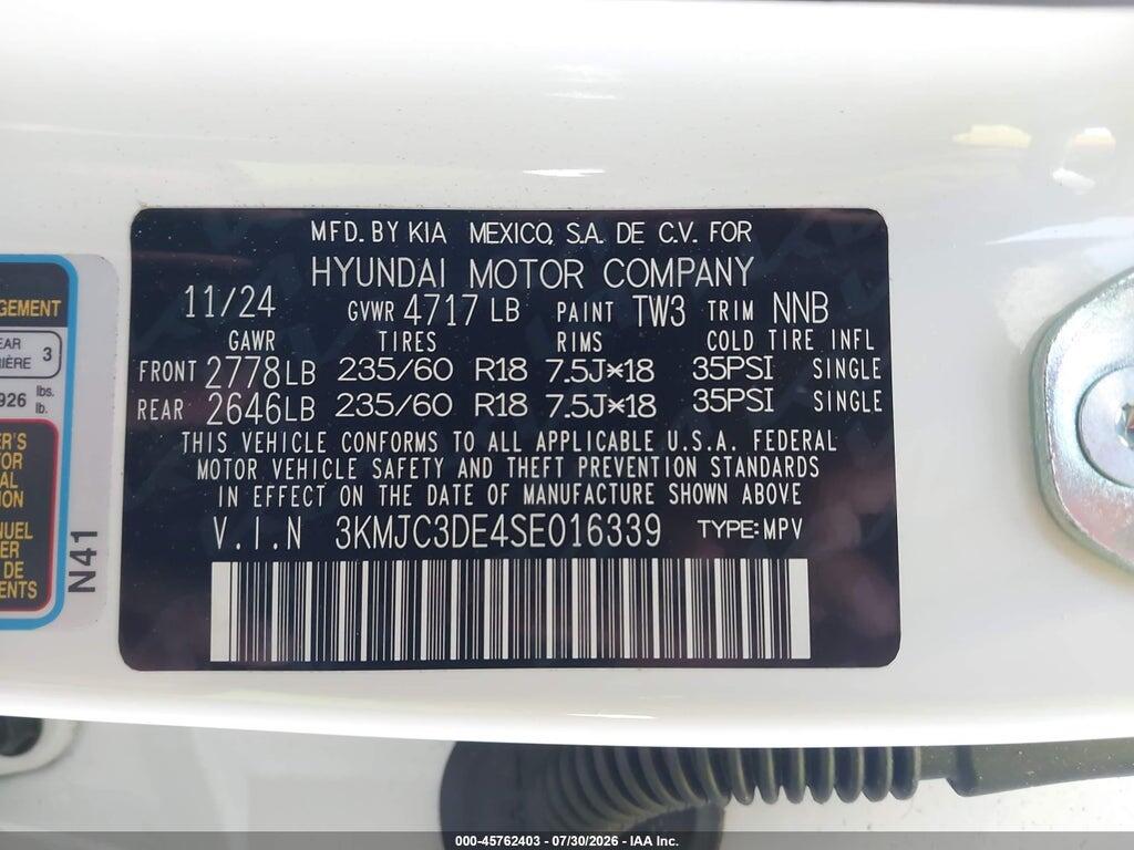 3KMJC3DE4SE016339 2025 HYUNDAI TUCSON photo no. 9