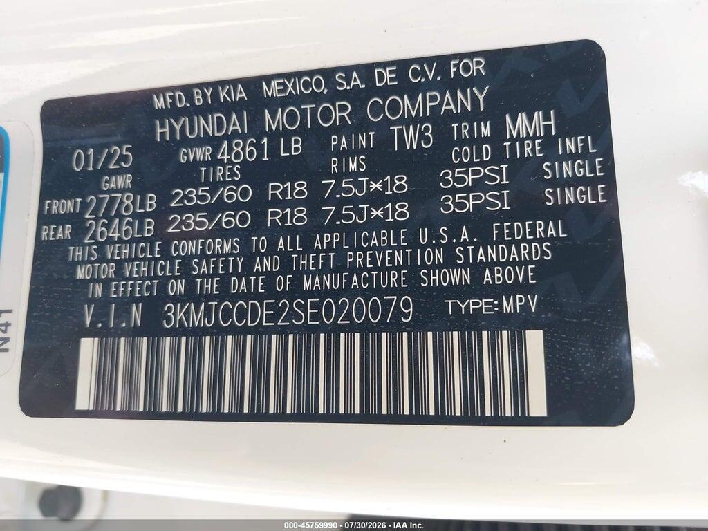 3KMJCCDE2SE020079 2025 HYUNDAI TUCSON photo no. 9