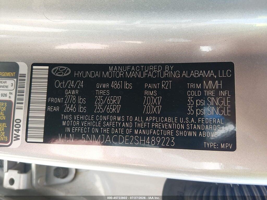 5NMJACDE2SH489223 2025 HYUNDAI TUCSON photo no. 9