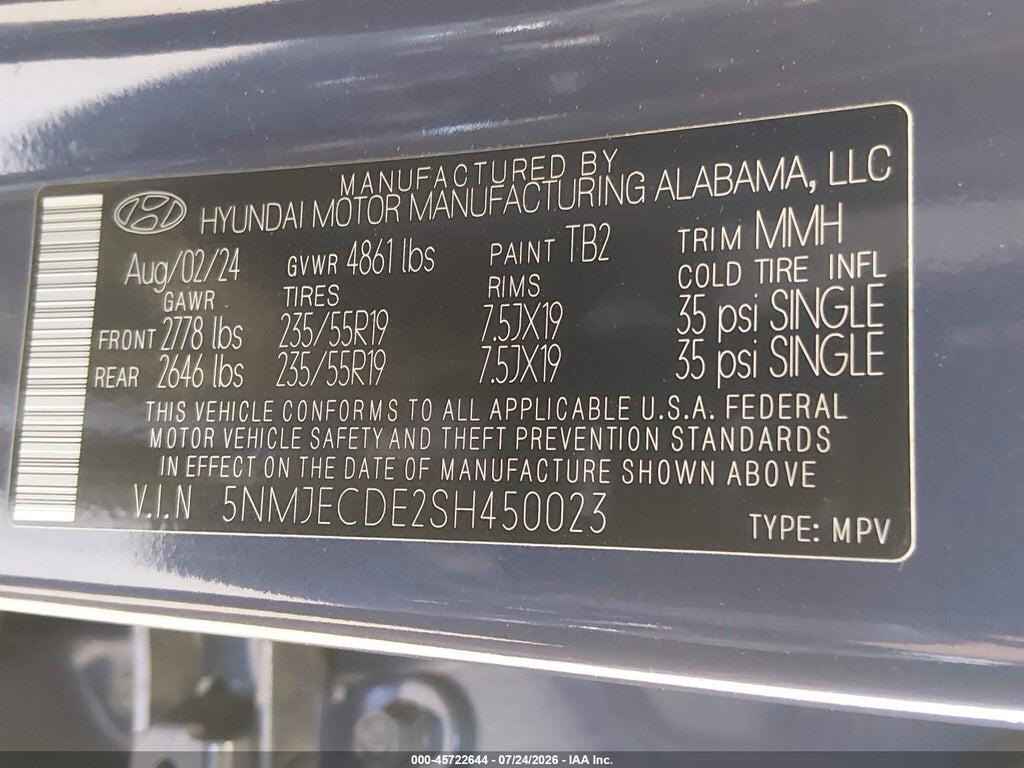 5NMJECDE2SH450023 2025 HYUNDAI TUCSON photo no. 9
