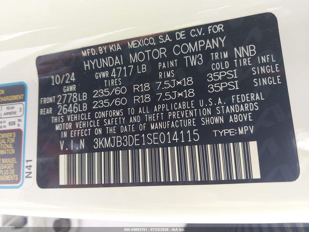 3KMJB3DE1SE014115 2025 HYUNDAI TUCSON photo no. 9