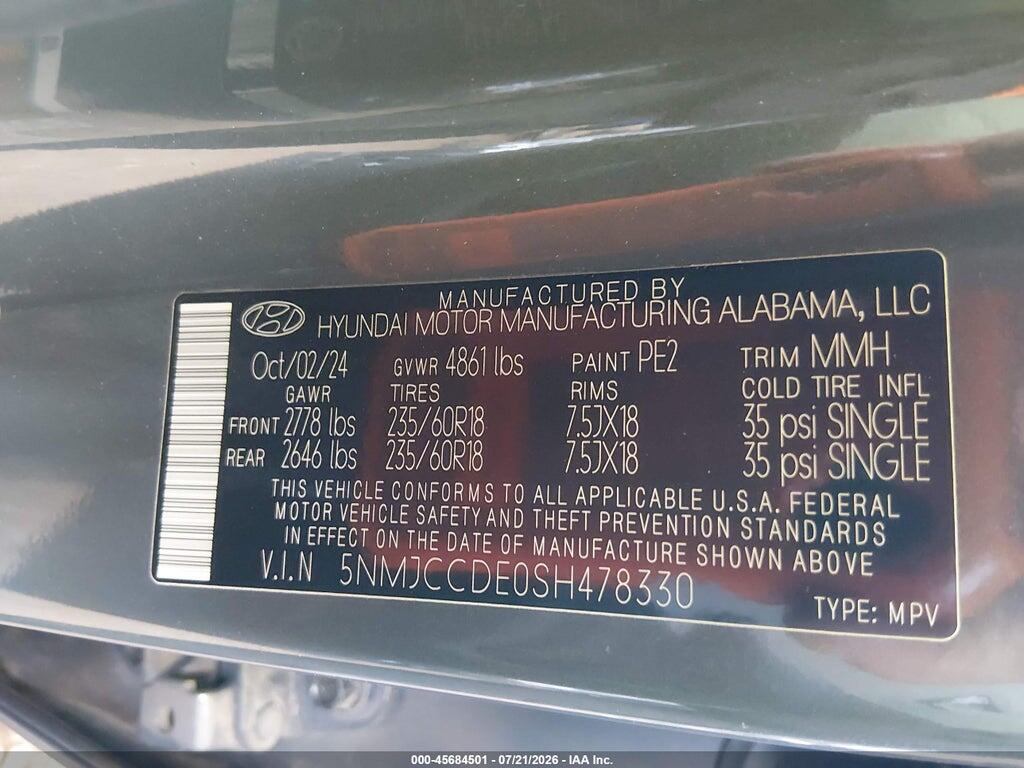 5NMJCCDE0SH478330 2025 HYUNDAI TUCSON photo no. 9