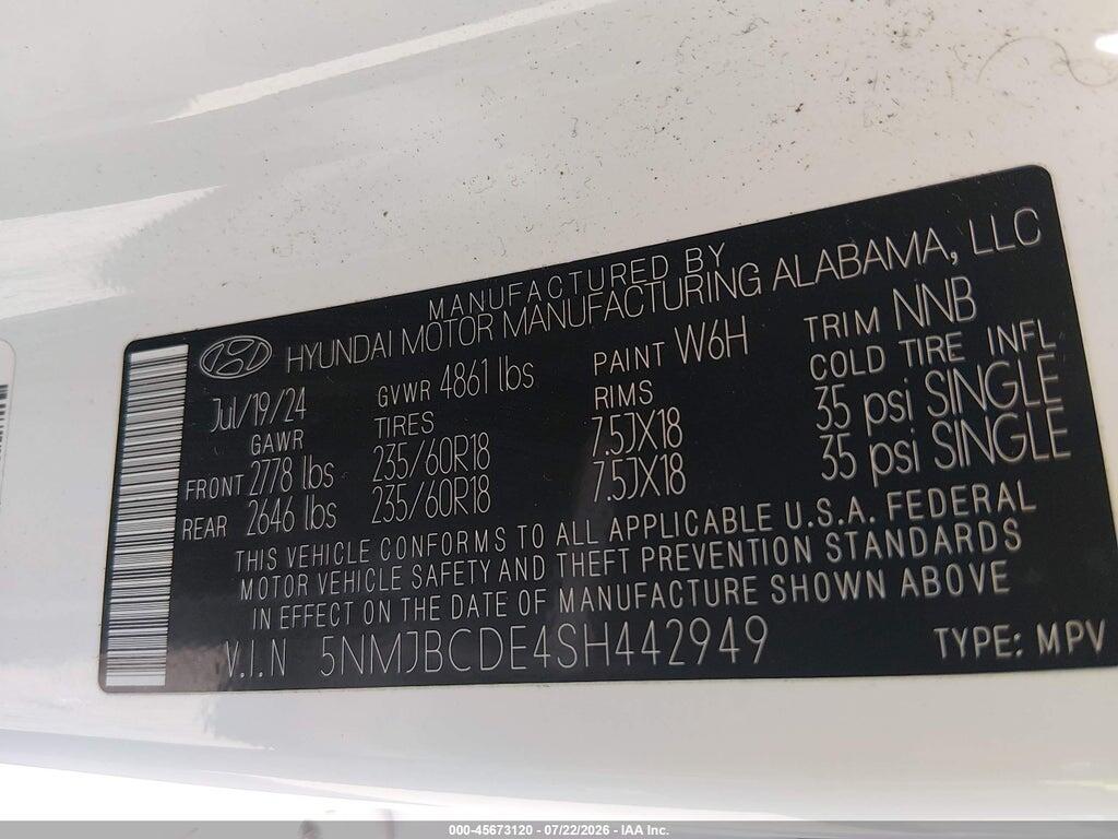 5NMJBCDE4SH442949 2025 HYUNDAI TUCSON photo no. 9