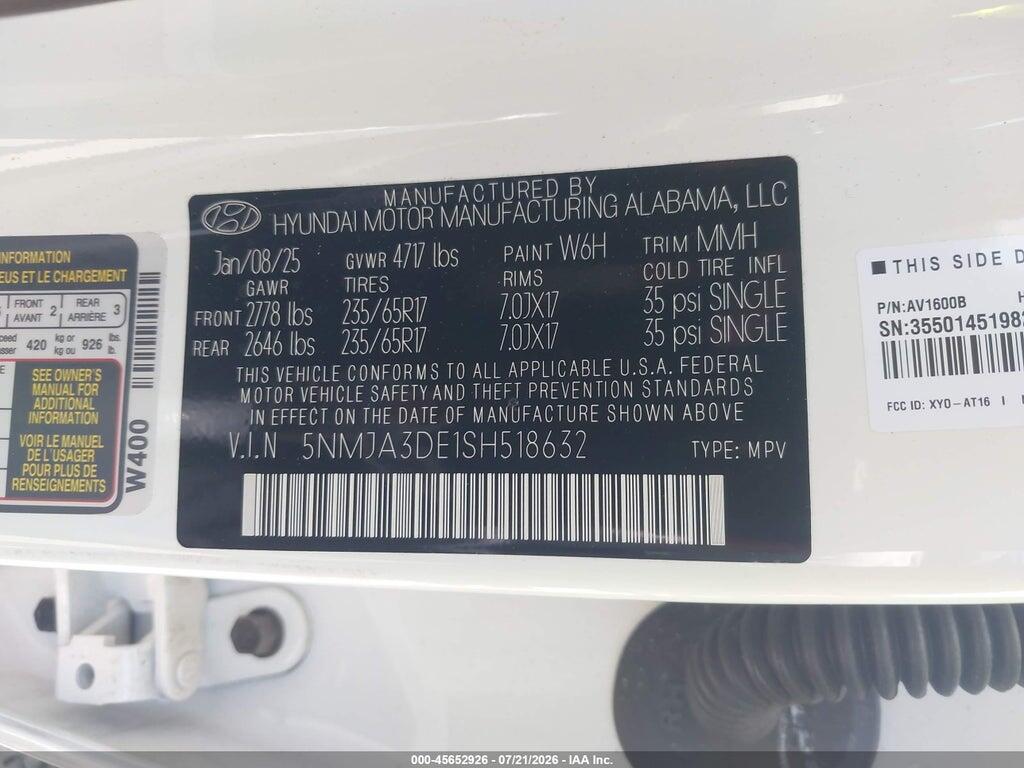 5NMJA3DE1SH518632 2025 HYUNDAI TUCSON photo no. 9